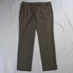 Savile Row Co. 6 Brown Glenn Plaid Slim Ankle Stretch‎ Womens Dress Pants
